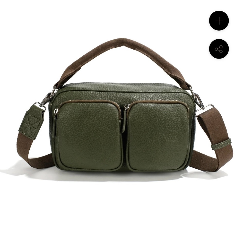 Olive Green Vegan Leather Crossbody Bag
